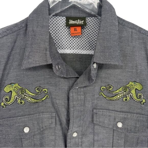 Howler Bros Boys XL Short Sleeve Guacho Snapshirt Octopus Embroidered Western - Picture 2 of 5